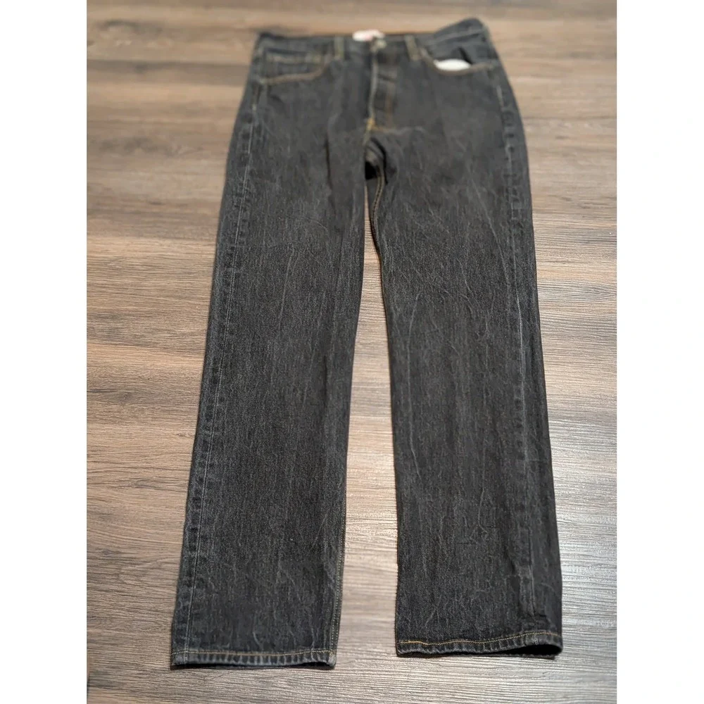 Levis 501 Original Mens‎ Straight Leg Button Fly Faded Black Jeans W34 L34
